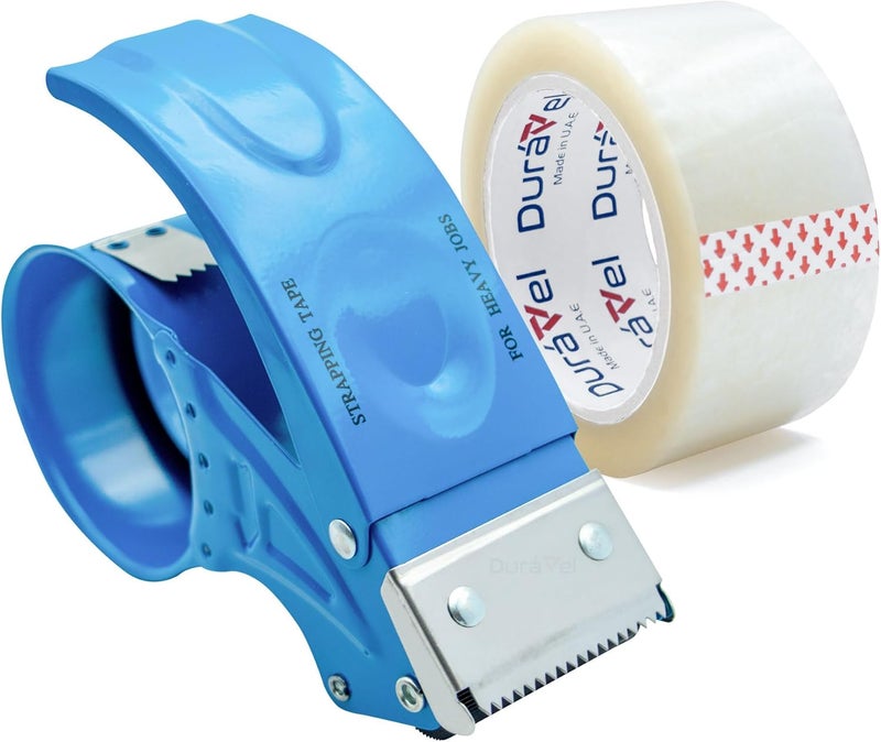 Duravel Metal Heavy Duty Packing Tape Dispenser Gun with 2" Tape for Moving, Shipping, Office & Warehouse Use - Image 1